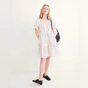 Madewell Linen Blend Lorelei Clip Dot Dress